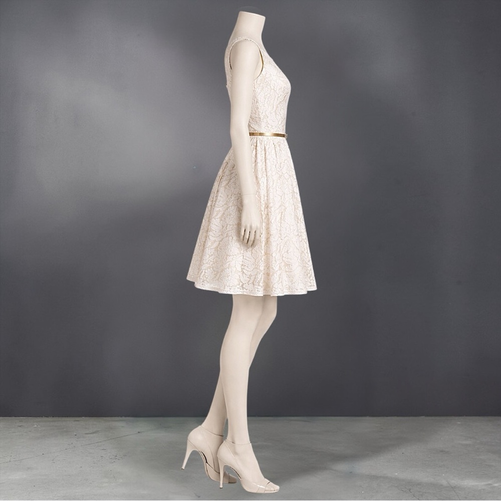 Jessica Howard Sleeveless Cream Lace Fit-and-Flare Dress - Picture 3 of 11